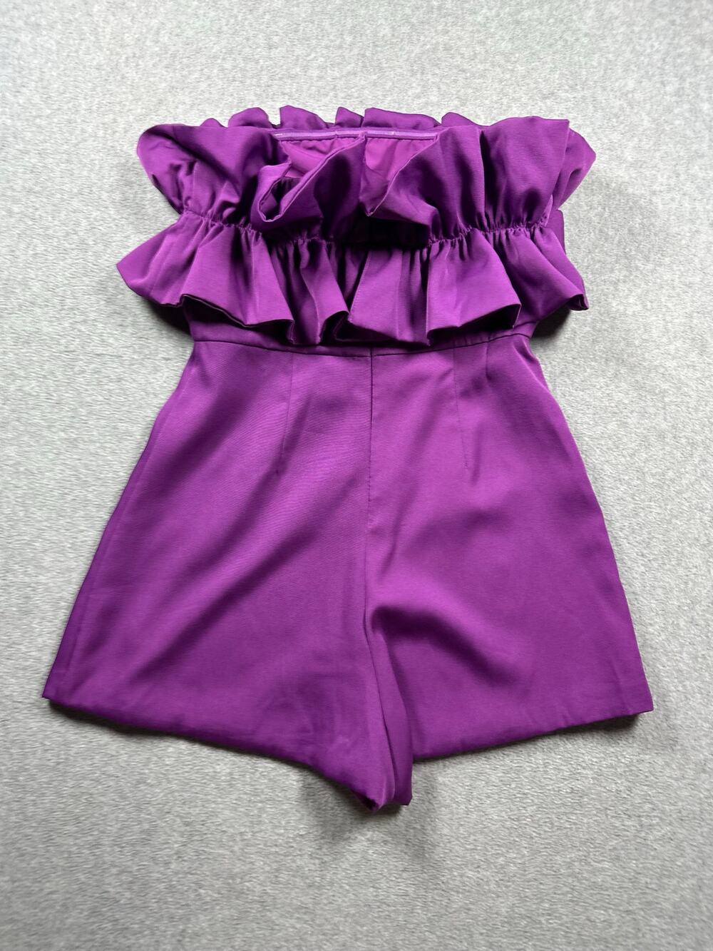 DO+BE Purple One-Piece Romper Small Women's Purple Strapless Ruffled